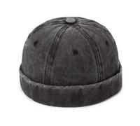 Bonnet Docker / Casquette sans visière - kufi - coton délavé - noir - taille réglable
