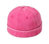 Bonnet docker / casquette sans visière - kufi - coton délavé - rose fuchsia - taille réglable (adulte)