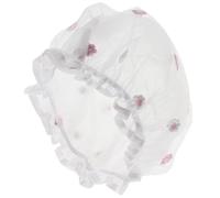 Bonnet Double Couche Rose à Fleurs, en Maille et Tissu Léger | Couverture Complète, Bande Élastique, pour Cheveux Longs et Épais, Spa, Maquillage, Salon
