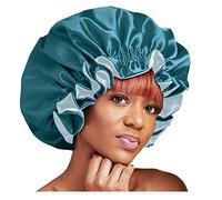 Bonnet doublé de satin pour femme - Bonnet de nuit en satin de soie, bleu, Taille unique