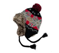 Bonnet doublé intérieur en Polaire et Fausse Fourrure Taille Unique Environ 56 58cm FOURRÉ très Chaud Trapper Chapka péruvien Neuf Froid Hiver Hommes Femmes Ski Neige ref:2801 (Noir Rouge)