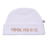 Bonnet doublé pur coton Maman mon idole blanc