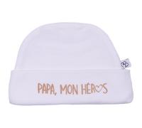 Bonnet doublé pur coton Papa mon héros blanc