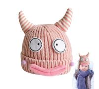 Bonnet doux de dessin animé - Chapeaux à tricoter en forme de corne de vache décalés pour adultes et | Nouveaux vêtements pour Halloween, rassemblements, voyages, fête des , fête Bseid,