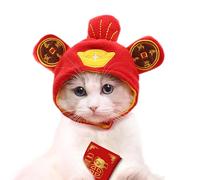 Bonnet du Nouvel An pour animaux de compagnie - Bonnet pour chat God Of Wealth Fortune - Cache-oreilles respirant pour chien - Bonnet mignon pour animaux de compagnie pour Noël, Pâques, fêtes