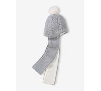 VERTBAUDET Bonnet/écharpe 2 en 1 Torsades et Coeurs bébé Gris chiné 3/6M(60/67)