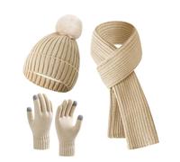 Bonnet, écharpe et gants Ensembles de gants pour femmes Bonnet Hiver Long écran tactile Gants Chauffant 3 en Ensemble cadeau, d, taille unique