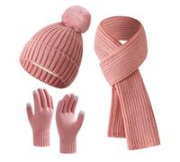 Bonnet, écharpe et gants Ensembles pour femme Bonnet d'hiver Bonnet chaud Écran tactile Gants Ensemble Chauffe-mains 3 en cadeau, c, taille unique