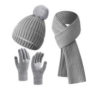 Bonnet, écharpe et gants Ensembles pour femme Bonnet d'hiver Bonnet chaud Écran tactile Gants Ensemble Chauffe-mains 3 en cadeau, e, taille unique
