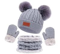 Bonnet-Écharpe-Gants, Housse De Cou Chaude Garcons 2-6 anss Hiver Chaud Bonnet Chaleur Coupe-Vent Écharpe Garcon Élégant Et Polyvalent Corsage 2-6 Ans en Jacquard Tricoté, 2-6 Ans Garcon