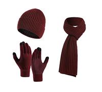 Bonnet Echarpe Homme Thermique, Écharpe Thermique Chapeau Laine Et Gants Écran Tactile 3pcs Ensemble Bonnet Chaud Tête De Mort Et Gant Ensemble Dédié Aux Homme Femme pour Cadeau De Noël