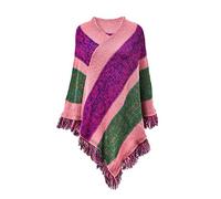 Bonnet écharpe noire pour femme avec pompons écharpe tricotée à franges pashminas pull cape cadeau pour femme pull pompon ourlet écharpe cape enveloppante châle brodée, lilas, taille unique