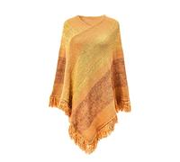 Bonnet écharpe noire pour femme avec pompons écharpe tricotée à franges pashminas pull cape cadeau pour femme pull pompon ourlet écharpe cape enveloppante châle brodée, jaune, taille unique