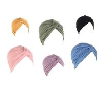 Bonnet/Écharpe/Turban/Bandana pré-noué pour femmes - UK - Foulard en béguin avec motif floral en coton pour alopécie, couvre-chef pour chimio, Bleu marine uni., Taille unique