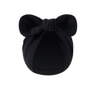 Bonnet en coton extensible pour nouveau-né fille de 0 à 3 mois avec joli nœud pour photos d'hôpital, Noir , taille unique