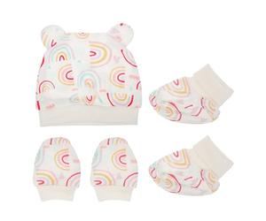 Bonnet en Coton pour -né, Lot de Set, Anti-griffures | Naissance, Tissu Respirant et Doux Peau, Usage Hiver Froid, Ensemble Coordonné