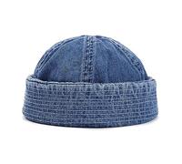 Bonnet en jean vintage - Beau chapeau docker réglable - Cadeau pour couple, garçons et filles, bleu, Taille unique