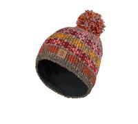 Bonnet en laine/mohair pour femme avec doublure polaire tricotée à la main Motif étoiles Gris Multicolore Taille unique Fait main Extra chaud Pachamama Commerce équitable