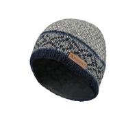 Bonnet en laine pour homme avec doublure en polaire Bleu marine Fairisle Taille unique Fait à la main Pachamama Commerce équitable