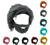 Bonnet en maille acrylique style punk, avec perruque et barbe intégrées. Modèle unisexe.