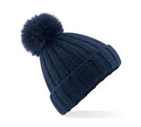 Bonnet en maille épaisse avec pompon - Adulte - B413 - bleu marine