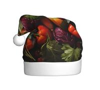 Bonnet en peluche pour adulte, motif imprimé beaucoup de légumes frais, doux et doux pour la peau, non serré, convient pour les vacances, noir