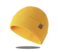 Bonnet en polaire - Chapeaux d'hiver pour femmes et hommes Casquette crâne bouffante Cadeaux chauds Thermique et doux, jaune, taille unique