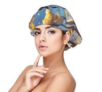 Bonnet en satin de soie avec motif pingouin mignon de dessin animé, bonnet de nuit pour dormir, bonnet de sommeil doux double couche en soie pour femme, cheveux longs bouclés naturels tressés