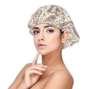 Bonnet en satin de soie imprimé lavande pour femme endormie, bonnet de nuit réglable double couche en satin pour cheveux bouclés