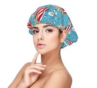 Bonnet en satin de soie imprimé pop-corn de dessin animé pour femme endormie, double couche réglable en satin, bonnet de nuit pour cheveux bouclés