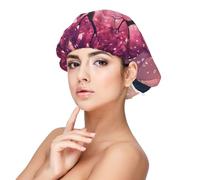 Bonnet en satin doux pour femme - Beau motif cœur arbre d'amour, bonnet de nuit réglable et respirant pour cheveux longs, idéal pour l'heure du coucher, le soin des cheveux et un sommeil confortable
