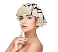 Bonnet en satin doux pour femme - Imprimé calligraphie Be Joyful - Bonnet de nuit réglable et respirant pour cheveux longs - Idéal pour l'heure du coucher, le soin des cheveux et le sommeil