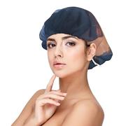 Bonnet en satin doux pour femme - Imprimé paysage tonnerre, bonnet de nuit réglable et respirant pour cheveux longs, idéal pour l'heure du coucher, le soin des cheveux et un sommeil confortable, noir