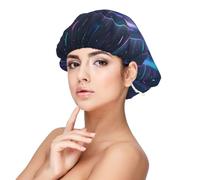 Bonnet en satin doux pour femme - Imprimé rêves célestes - Bonnet de nuit réglable et respirant pour cheveux longs, idéal pour l'heure du coucher, le soin des cheveux et un sommeil confortable, noir