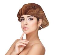 Bonnet en satin marron grain de bois, bonnet de cheveux pour dormir, bonnet de sommeil doux double couche en soie pour femme, cheveux naturels bouclés, cheveux longs tressés