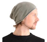 Bonnet en Soie 100% Naturel - Bonnet De Nuit Homme Chimio Chapeau Peau Sensible Cheveux Bouclés Grand Beanie Tombant Femme Tricoté Slouch Gris