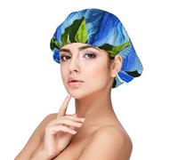 Bonnet en soie à fleurs bleues en satin pour dormir, bonnet de sommeil doux double couche en soie pour femme, cheveux longs bouclés naturels tressés