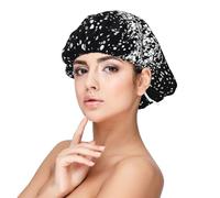 Bonnet en soie à paillettes noires et blanches pour dormir, bonnet de sommeil doux double couche en soie pour femme, cheveux naturels, cheveux bouclés tressés, cheveux longs