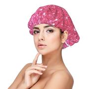 Bonnet en soie à paillettes rose étincelant, bonnet de cheveux pour dormir, bonnet de sommeil doux double couche en soie pour femme, cheveux naturels, cheveux bouclés tressés, cheveux longs