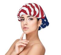 Bonnet en soie avec motif drapeau américain et rayures - Bonnet pour cheveux pour dormir, bonnet de sommeil doux double couche en soie pour femme - Cheveux naturels bouclés tressés - Cheveux longs