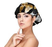 Bonnet en soie avec papillons blancs dorés et noirs - Bonnet de cheveux pour dormir - Double couche de soie douce - Pour femme - Cheveux naturels bouclés tressés - Cheveux longs