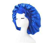 Bonnet en Soie Bonnet en Satin for femmes, 1 pièce, solide, chapeau de couchage, extensible, bandeau élastique, douche nuit, couvre-tête réglable for cheveux Pour les femmes(Deep Blue)