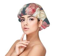 Bonnet en soie douce avec roses de couleur douce, bonnet de sommeil double couche en soie pour femme, cheveux naturels, cheveux bouclés tressés, cheveux longs