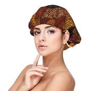 Bonnet en soie patchwork de style africain, bonnet de cheveux pour dormir, bonnet de sommeil doux double couche en soie pour femme, cheveux naturels bouclés, cheveux longs tressés