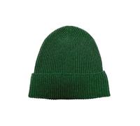 Bonnet en tricot 100 % laine avec revers - Chapeau côtelé 1 x 1 - Fabriqué en Italie - Produit artisanal - Homme/femme, Vert anglais, Taille Unique