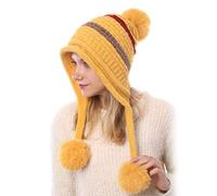Bonnet en Tricot avec Chapeau péruvien Pom Pom Bonnet Oreille Hiver Chapeaux pour Femmes
