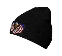 Bonnet en tricot avec motif aigle patriotique du drapeau des États-Unis pour hommes et femmes, chapeaux d'hiver doux et chauds en tricot pour hommes, chapeaux d'hiver doux et chauds noirs