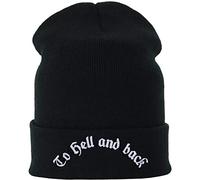Bonnet en Tricot Biker to Hell and Back Bonnet d'hiver en Laine pour Motards, Streetwear, Rocker, Adolescents, Bonnet Unisexe à Revers, Bonnet de Travail, Bonnet Beanie, Taille Unique.