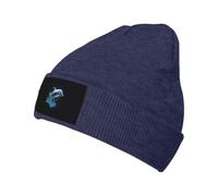 Bonnet en tricot chaud unique avec imprimé dauphin en 3D pour homme et femme - Bonnet d'hiver doux et confortable à porter au quotidien - Cadeau saisonnier, bleu marine, Taille unique