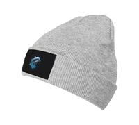 Bonnet en tricot chaud unique avec imprimé dauphin en 3D pour homme et femme - Bonnet d'hiver doux et confortable à porter au quotidien - Cadeau saisonnier, gris, Taille unique